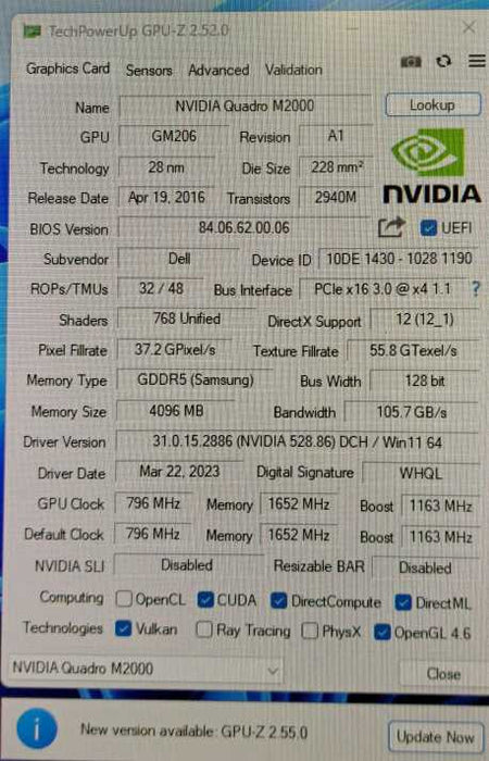 NVIDIA Quadro M2000 | 4GB GDDR5 | 4x DisplayPort Graphics Card Q)