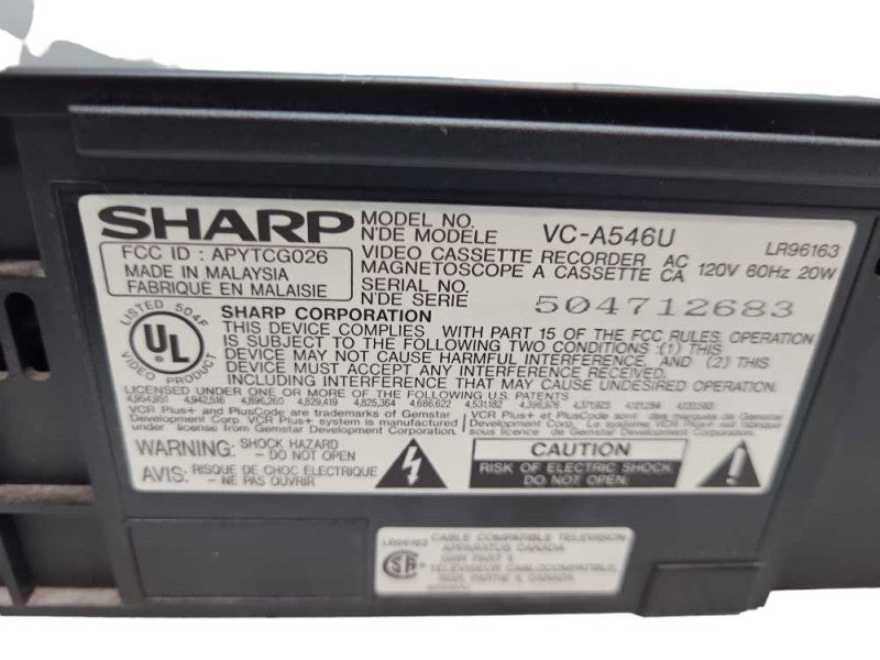 Sharp VCR Video Player VC-A546U Vintage &
