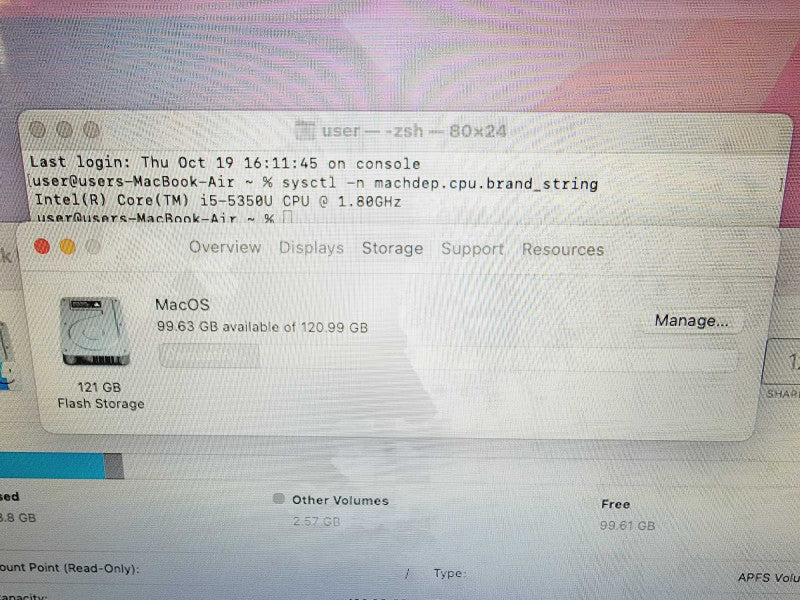 Apple Macbook Air 2017 13\\" Core i5-5350U @ 1.8GHz 8GB DDR3 120GB SSD (