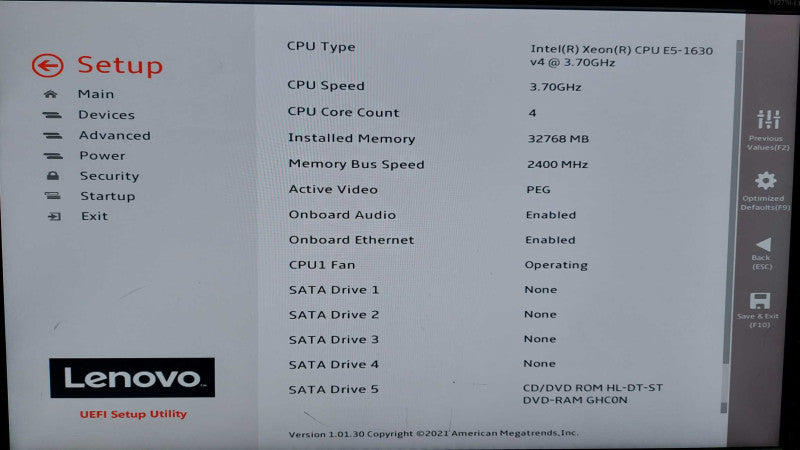 lenovo P510 Xeon E5-1630 V4 @ 3.70ghz / 32gb ram / NVS 510 GPU #