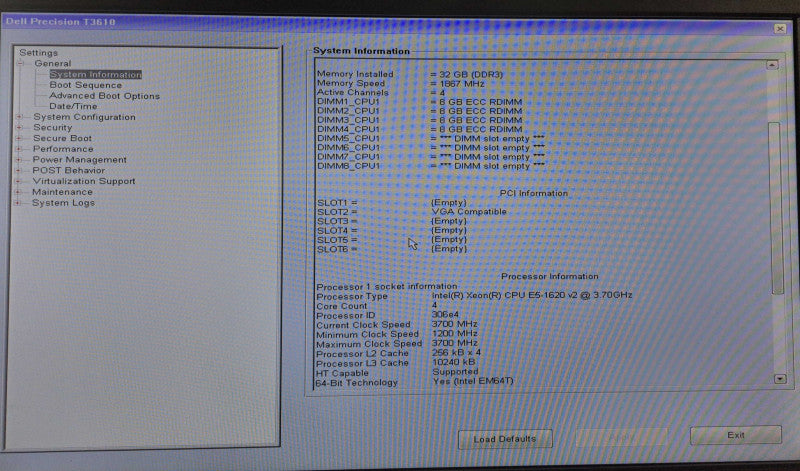 Dell Precision T3610 WS Xeon E5-1620 v2 @ 3.70GHz 32GB Ram W5000 GPU No HDD\\'s )
