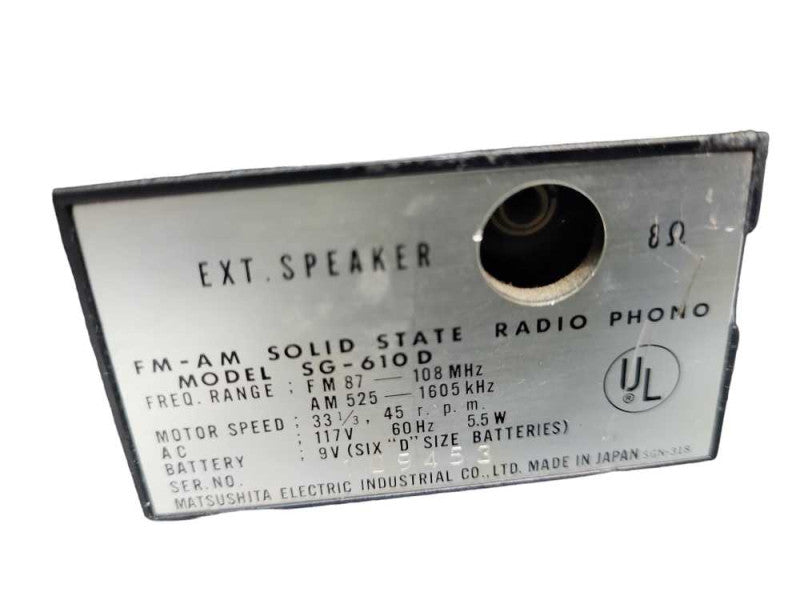 Panasonic FM-AM Solid State Radio Phono SG-610 D  &