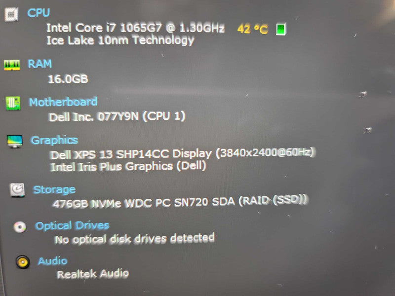 Dell XPS 13 9300 i7-1065G7, 16GB DDR4, 512GB m.2 4K Touch *BIOS LOCKED