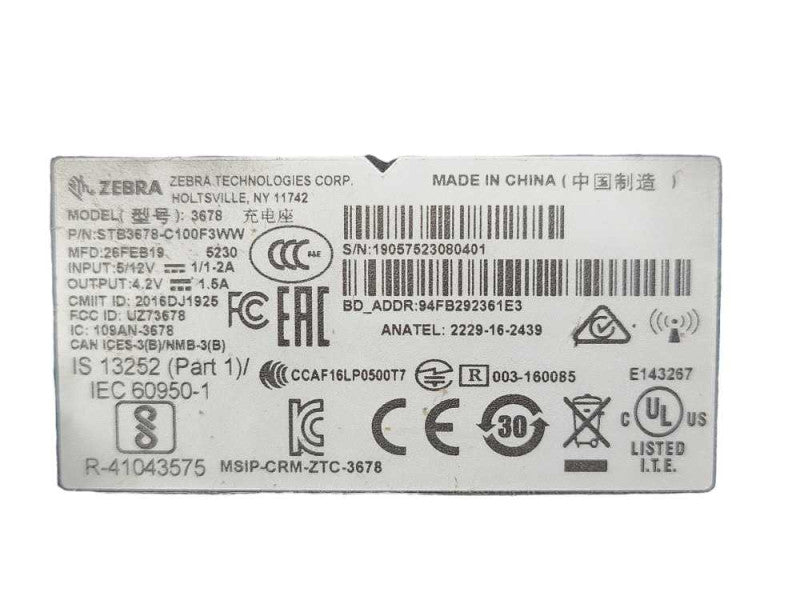 Zebra 3678 Charging Cradle Only, READ _