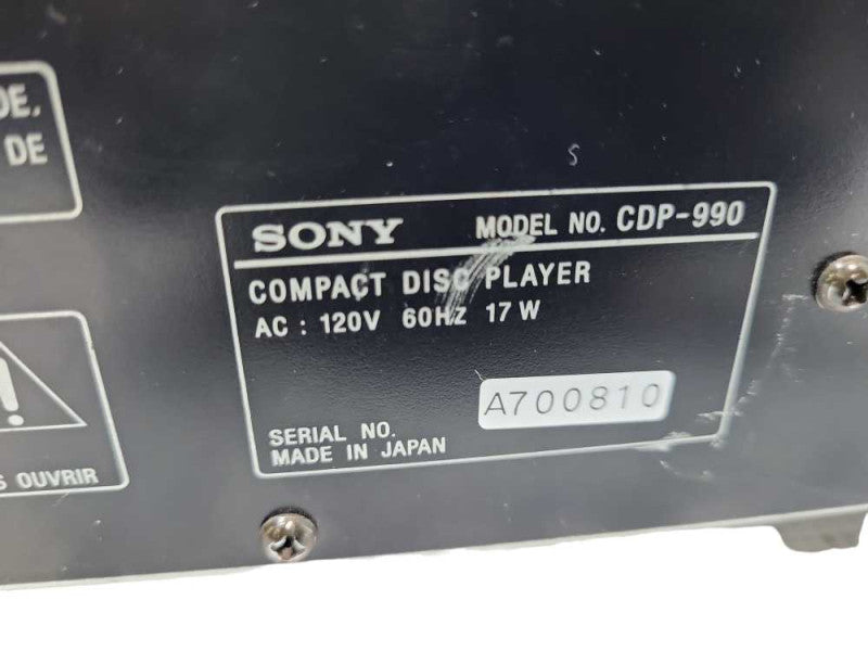 SONY CDP-990 CLASSIC CD PLAYER &