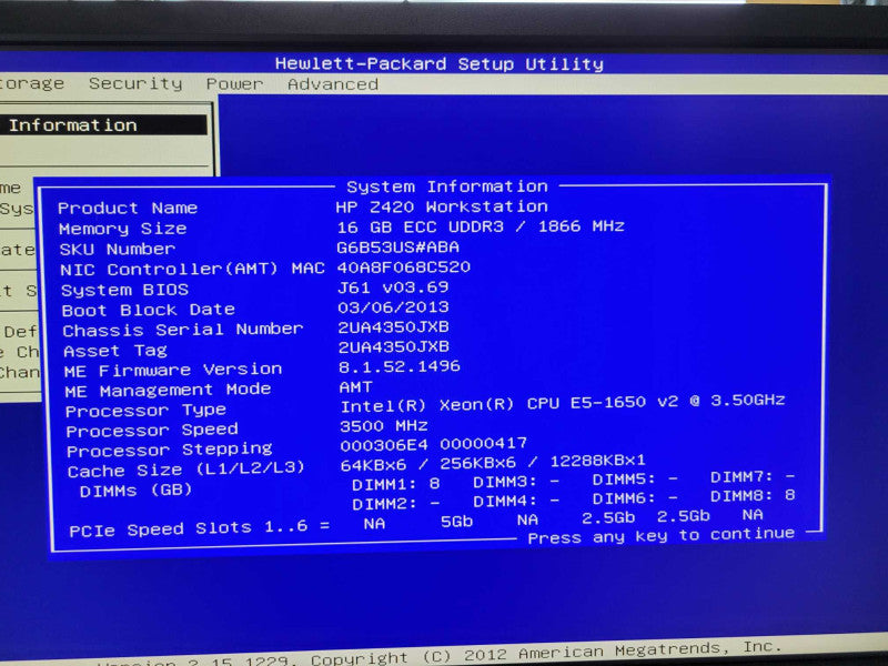 HP Z420 - Xeon E5-1650 v2 | 16GB RAM | 1TB HD | Display Adapter %
