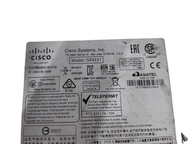Cisco ISR4331 Integrated Services Router - *NO CLOCK ISSUE* #