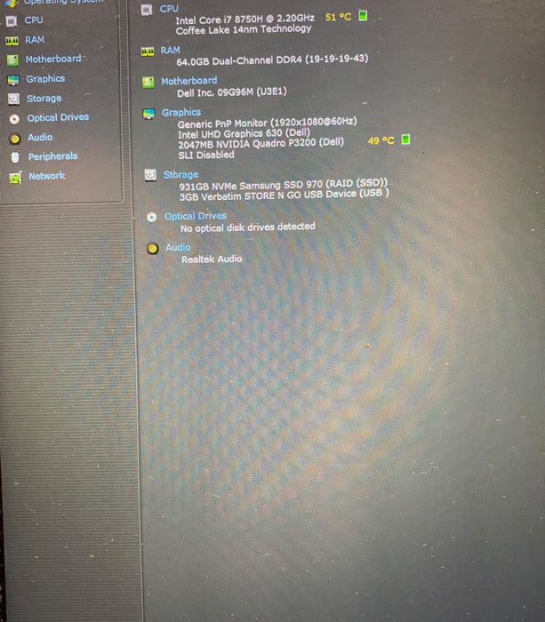 DELL Precision 7730 Workstation i7-8750H Quadro P3200 2GB 64 GB RAM 1TB SSD