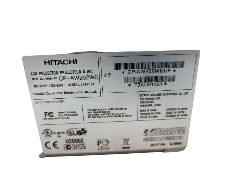 HITACHI CP-AW252WN ULTRA SHORT THROW HDMI USB PROJECTOR 2500 LUMENS &