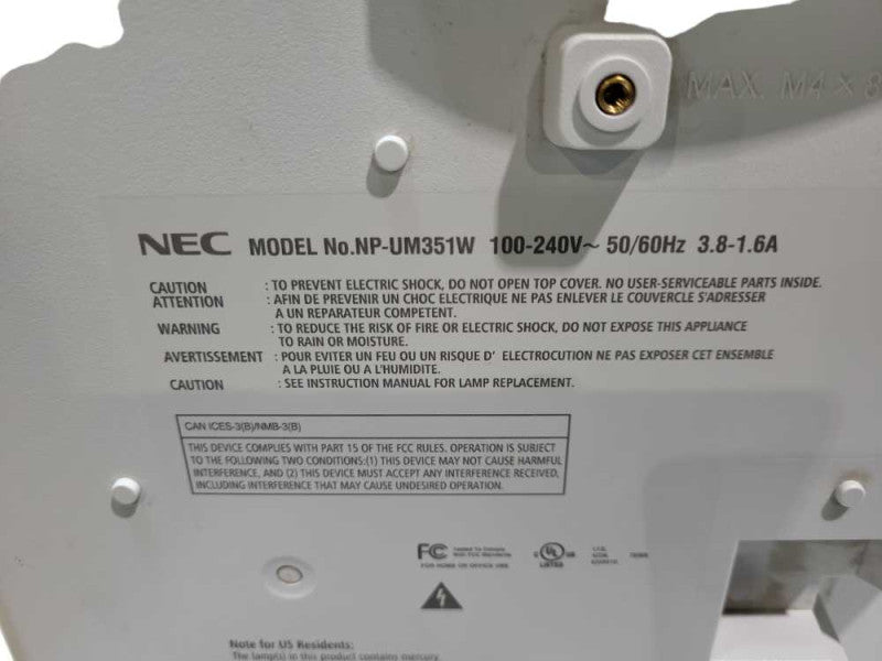 NEC UM351W Ultra Short Throw WXGA Projector 3500 ANSI w/ HDMI  &