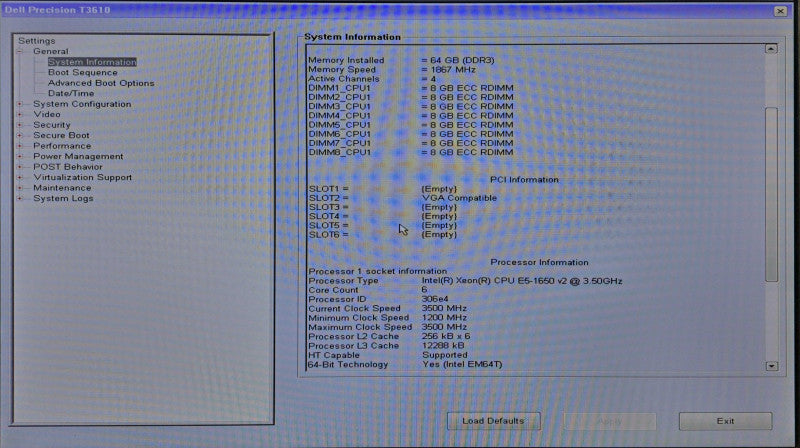 Dell Precision T3610 Xeon E5-1650 v2 @ 3.50GHz 64GB Ram QUADRO K4200 685W PSU )