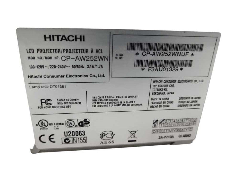HITACHI CP-AW252WN ULTRA SHORT THROW HDMI USB PROJECTOR 2500 LUMENS- &