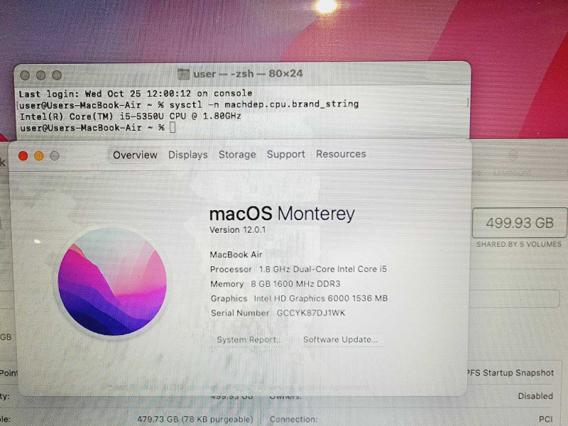 Apple Macbook Air 2017 13\\" Core i5-5350U @ 1.8GHz 8GB DDR3 500GB SSD (
