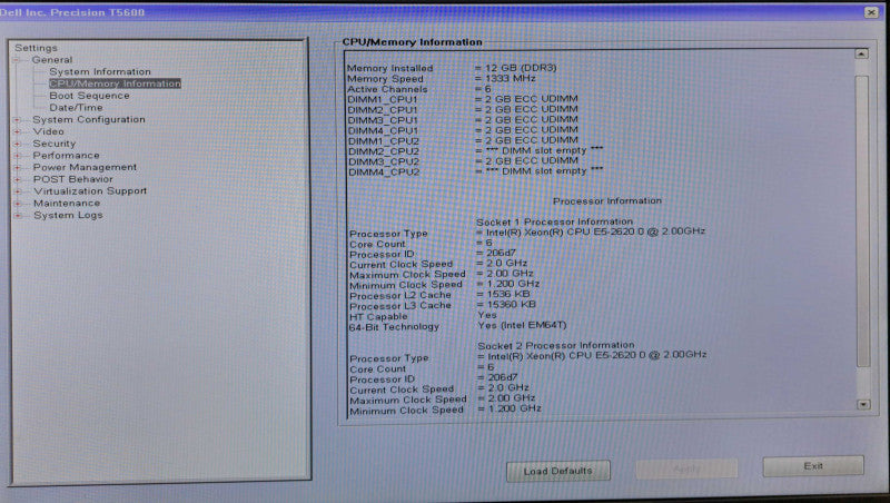 Dell Precision T5600 2x Xeon E5-2620 @ 2.00GHz 12GB Ram H310 825W PSU No GPU )