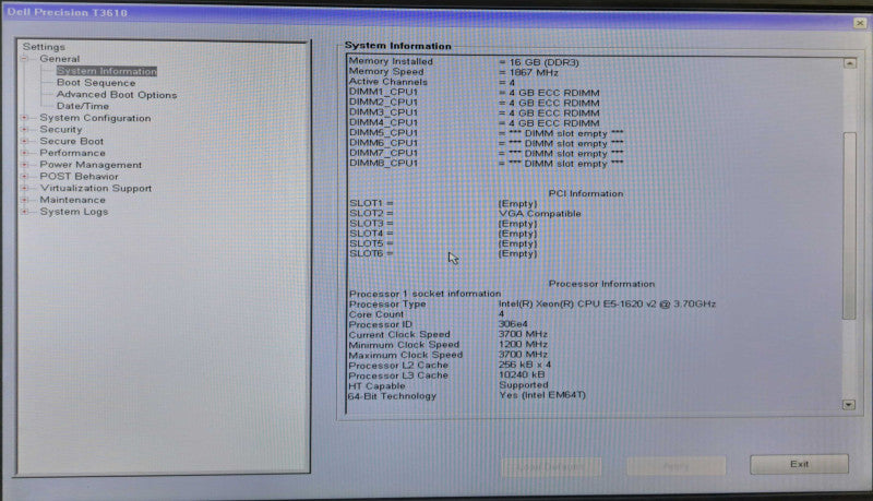Dell Precision T3610 Xeon E5-1620 v2 @ 3.70GHz 16GB Ram Quadro K600 685W PSU )
