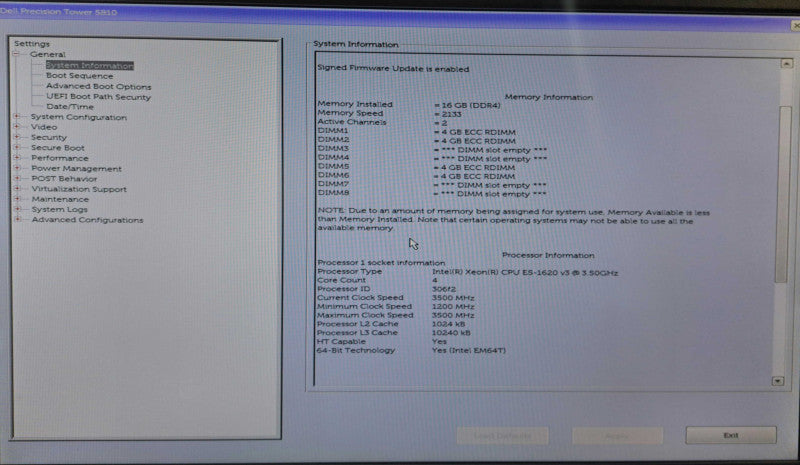 Dell Precision T5810 Xeon E5-1620 v3 @ 3.50GHz 16GB DDR4 Quadro K620 685W PSU )