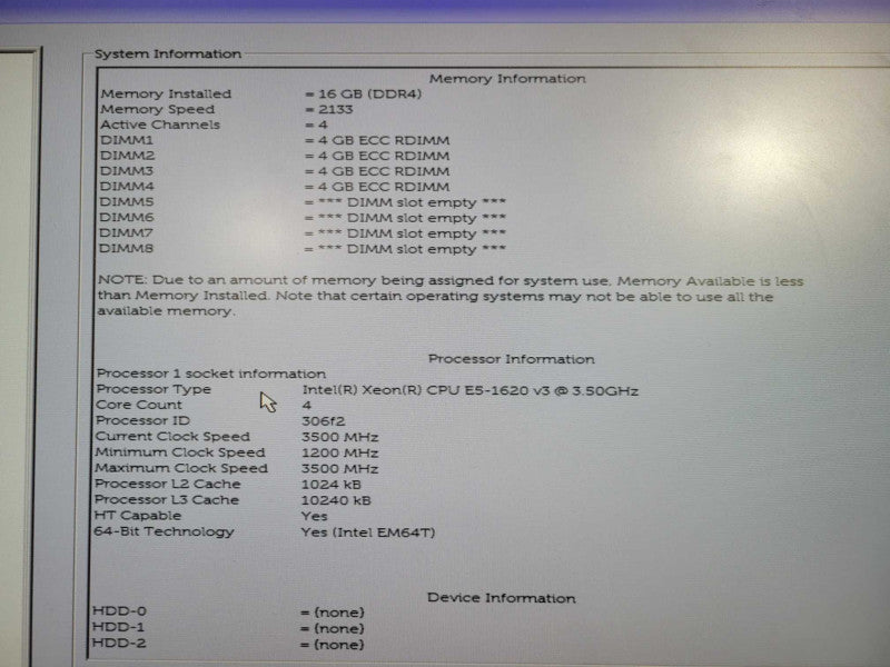 Dell Precision T5810 Xeon E5-1620 v3 @ 3.50GHz 8GB DDR4 Quadro K620 GPU !