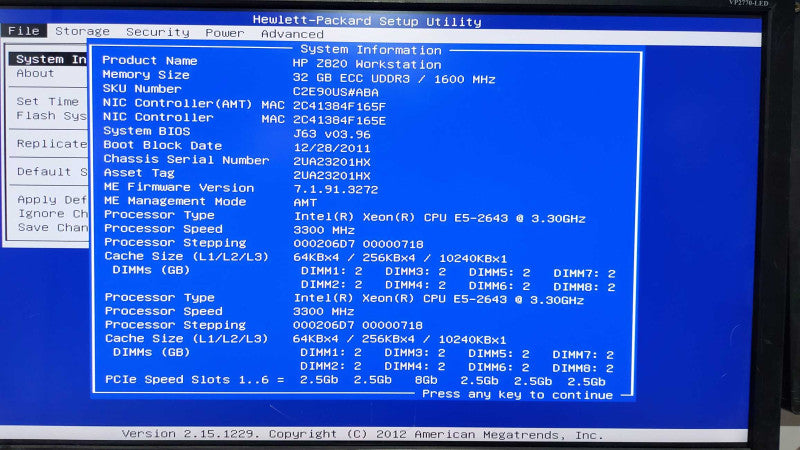 HP Z820 workstation Xeon E5-2643 @ 3.30ghz / 32gb ram / READ #