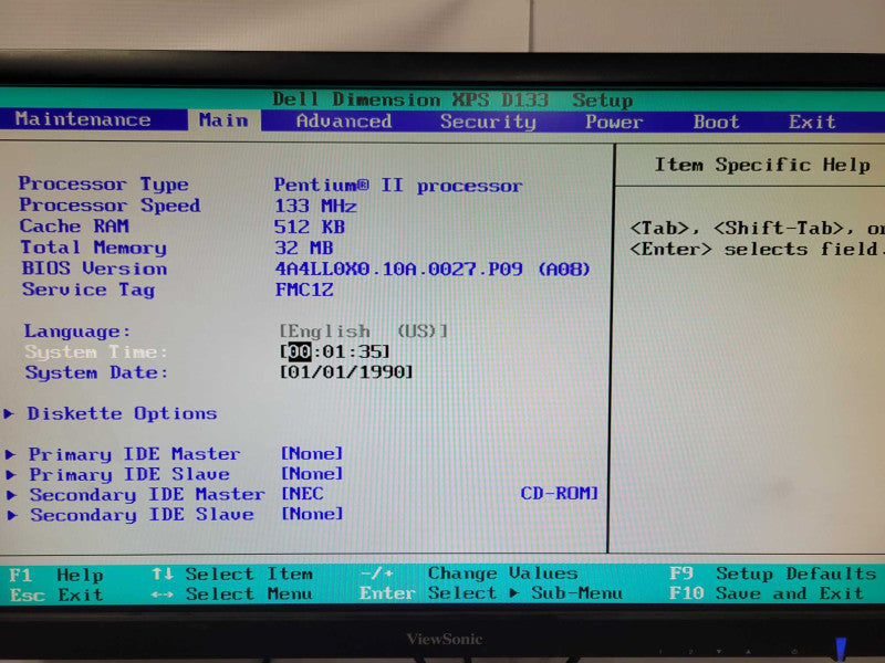 VINTAGE DELL DIMENSION XPS D300 PC PENTIUM II 133MHZ 32MB No HDD _