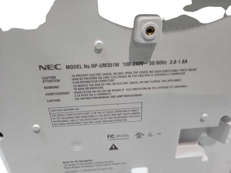 NEC NP-UM351W LCD Projector Ultra Short Throw 3500 ANSI HD 1080p HDMI &