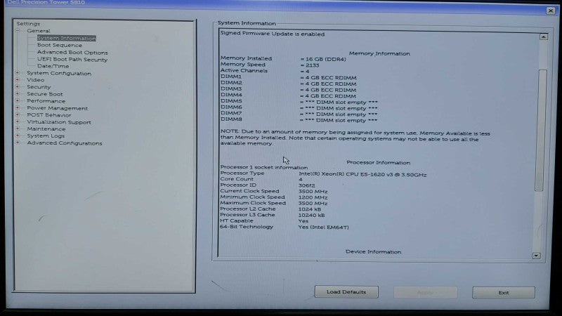 dell Precision T5810 Xeon E5-1620 V3 @ 3.50ghz / 16gb ram / quadro K620 #