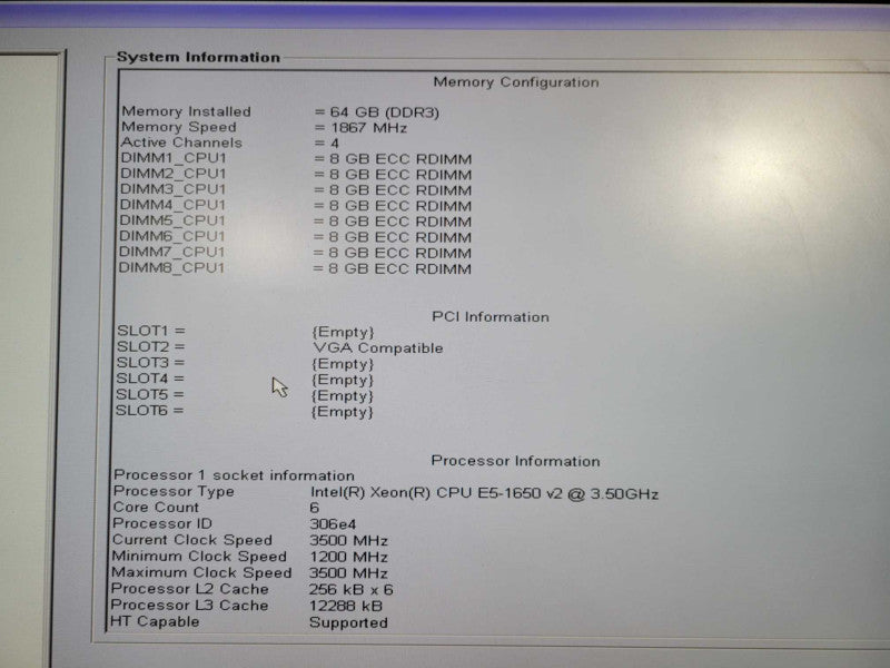 Dell Precision T3610 Xeon E5-1650 v2 @ 3.50GHz 64GB Ram QUADRO K620 No HDD\\'s !