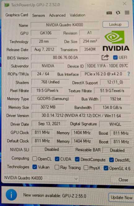 NVIDIA Quadro K4000 3GB GDDR5 Workstation GPU | DVI 2x DP | )