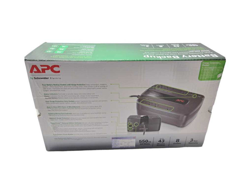 Brand New | APC Battery Backup | BACK-UPS ES 550 BE550G 8 Outlets 330W Q)