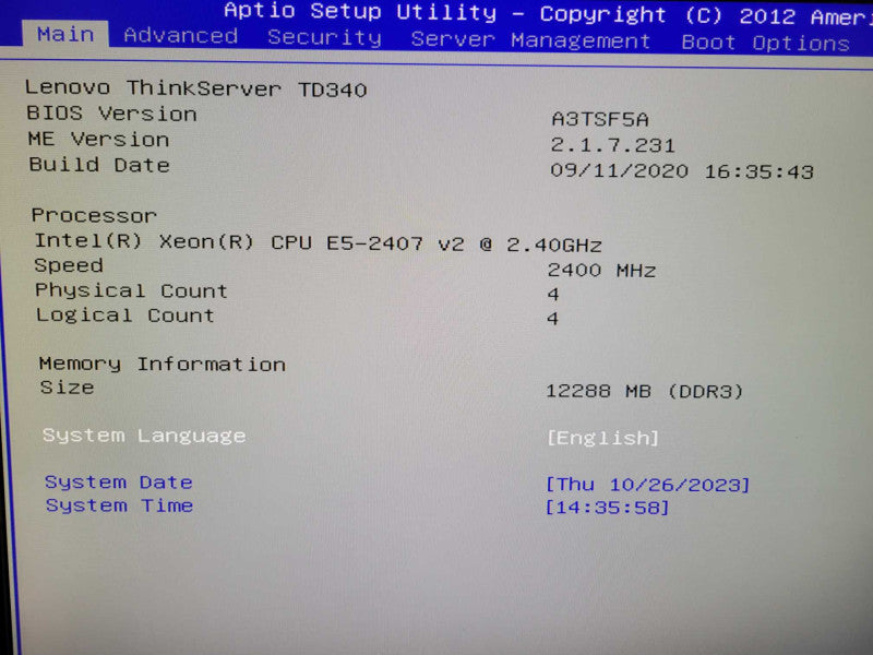 Lenovo ThinkServer TD340 - Xeon E5-2407 v2 | 12GB RAM | 2x3TB HDD %
