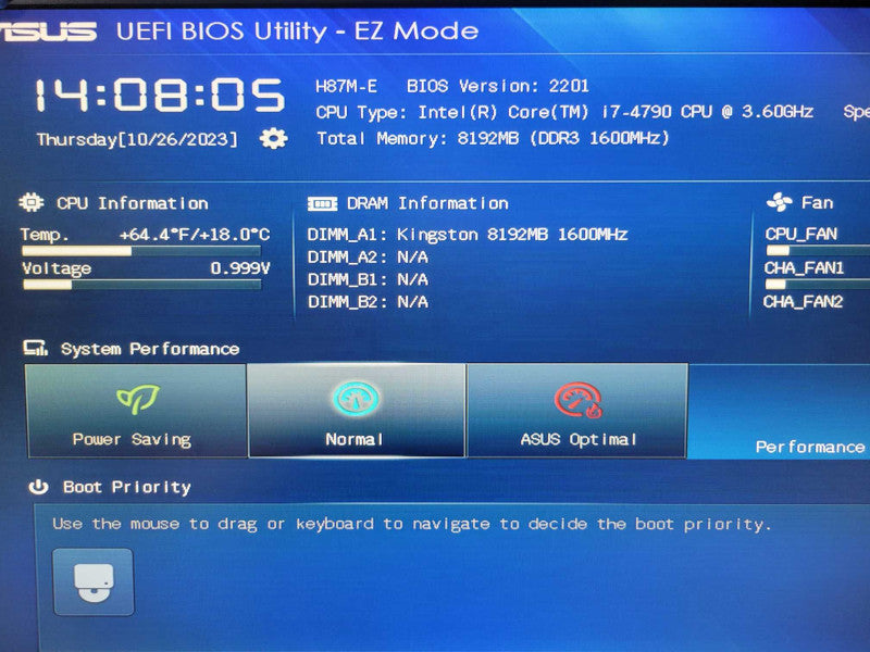 Intel Core i7-4790 | ASUS H87M-E | 8GB RAM Q%