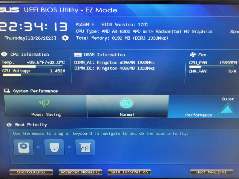 AMD A4-6300 @ 3.7Ghz | ASUS A55BM-E | 8GB RAM | 1TB HDD Q%