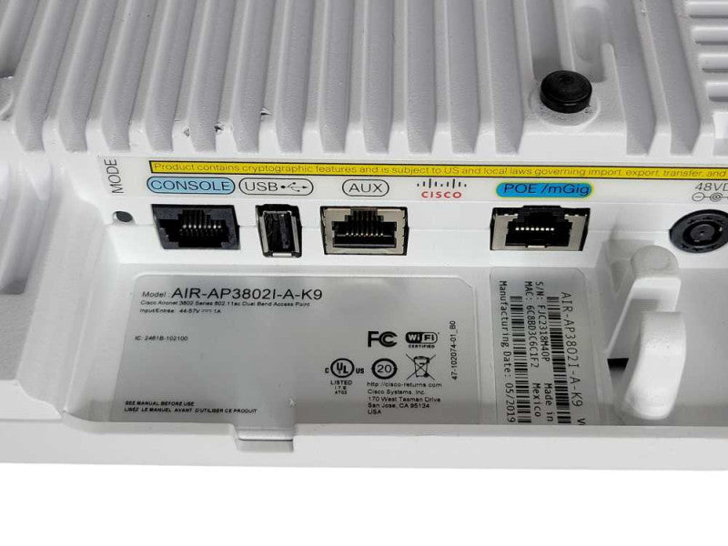 Cisco AIR-AP3802I-A-K9 Aironet 3802 Series 802.11ac Dual Band Access Point Q_