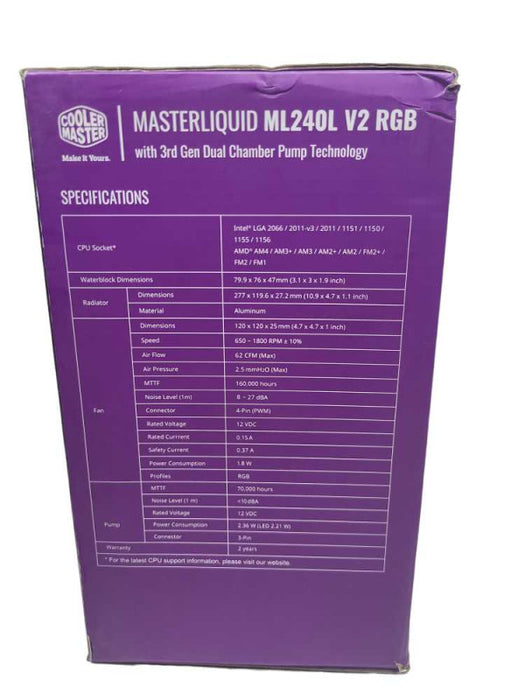 Cooler Master MasterLiquid ML240L v2 RGB Liquid Cooling %