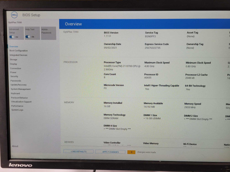 Dell OptiPlex 7090 Micro Core I7-10700 2.9GHz, 16GB DDR4, W/ HDD Tray/Caddy _