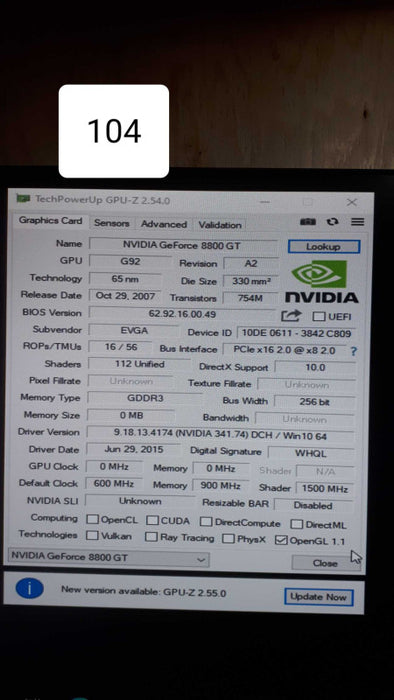 EVGA Nvidia GeForce 8800GT  GDDR3 Video Graphics Card &