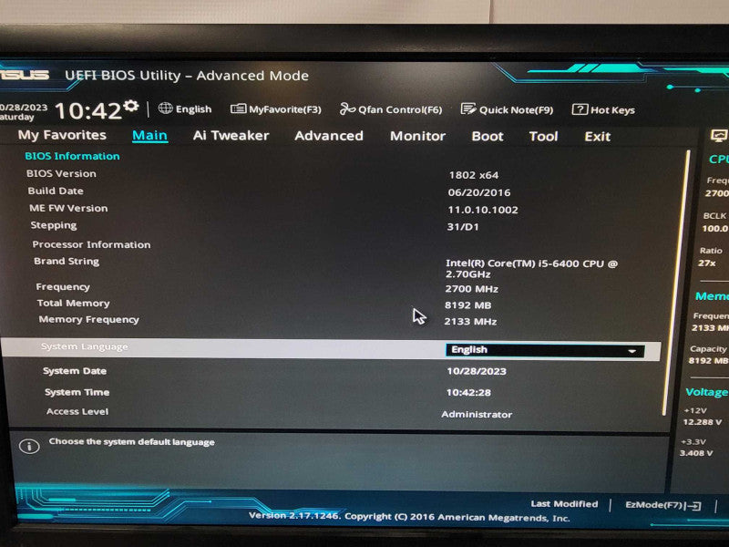 Custom/Asus Tower PC, Core I5-6400 2.7GHz, 8GB DDR4, H110M-A/M.2, 600W PSU _