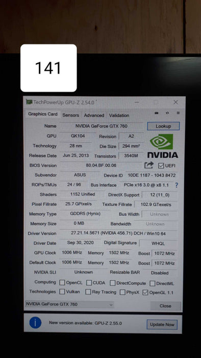 ASUS GeForce GTX 760 GDDR5 Graphics Card - DisplayPort, HDMI, DVI &