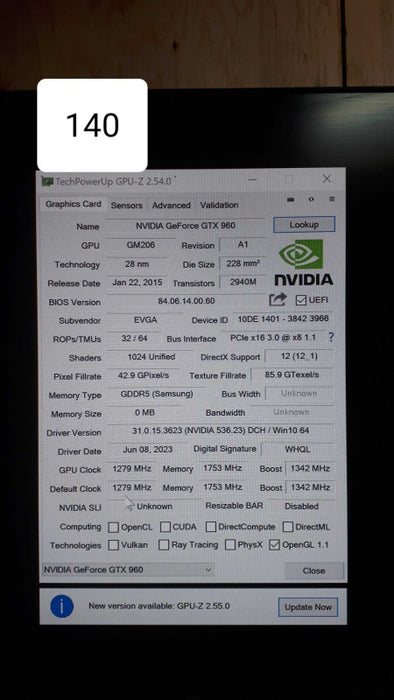 EVGA NVIDIA GeForce GTX 960 GDDR5 Graphics Card &