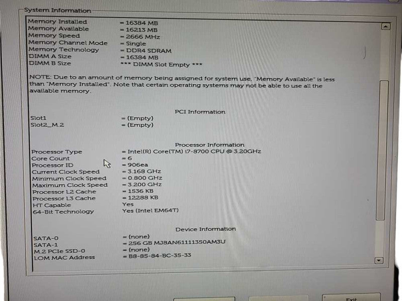 Dell OptiPlex 7460 AIO 24\\" i7-8700 3.20GHz 16GB DDR4 256GB SSD READ $