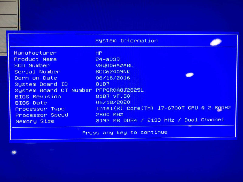 HP Pavilion Touch AiO 24-a039 24\\" i7-6700T @ 2.8GHz 8GB DDR4 1TB HDD $