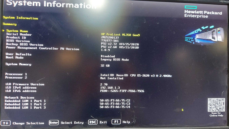 HP Proliant ML350 Gen9 Xeon E5-2620 V3 @ 2.40ghz / 32gb ram / P440ar Raid #