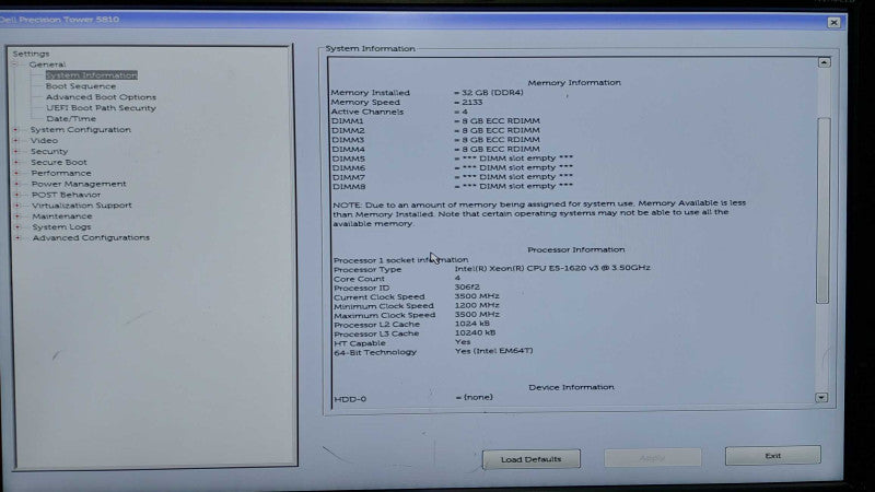 Dell Precision Tower 5810 Xeon E5-1620 V3 @ 3.50ghz / 32gb ram / READ #