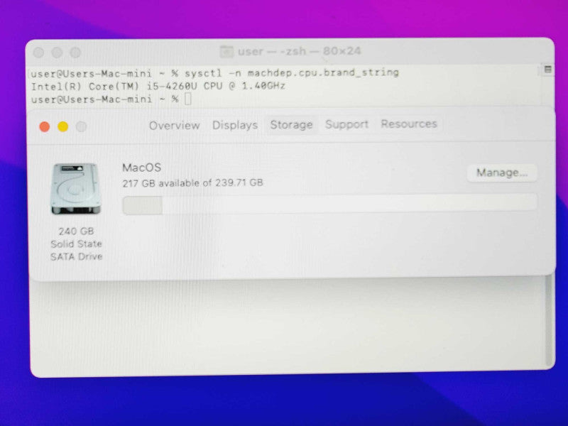 Apple Mac Mini 2014 Core i5-4260U @ 1.4GHz 4GB DDR3 250GB SSD (