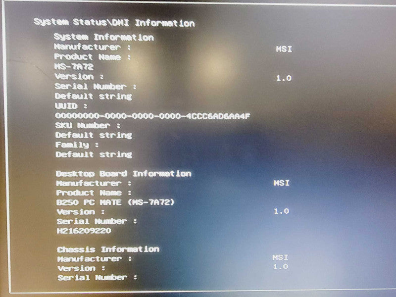Custom PC MSI B250 PC Mate Core i7-7700 @ 3.6GHz 32GB DDR4 No HDD (