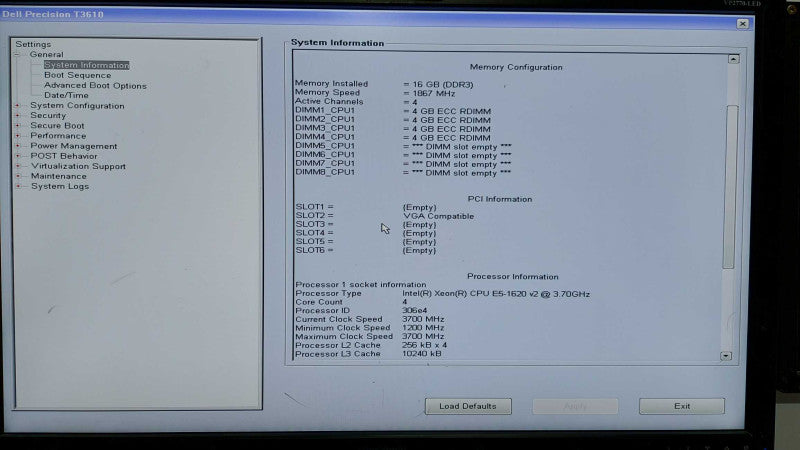 Dell precision 3610 Xeon E5-1620 V2 @ 3.70ghz / 16gb ram / quadro K4000 GPU #