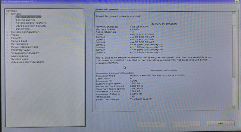 Dell Precision T5810 Xeon E5-1620 v4 @ 3.50GHz 16GB DDR4 NO GPU 685W PSU )