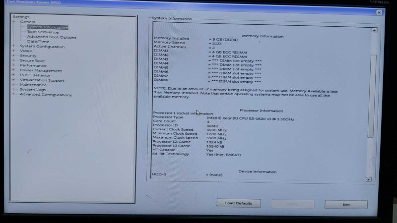 Dell Precision T5810 Xeon E5-1620 V3 @ 3.50ghz / 8gb ram / Quadro K620 #