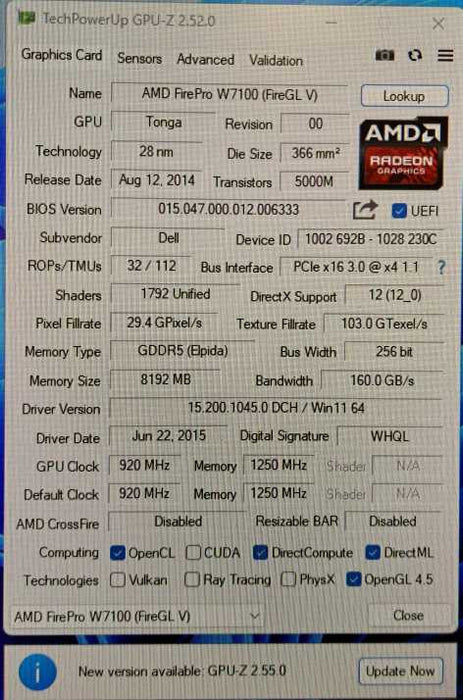 AMD FirePro W7100 8GB GDDR5 PCIe 4x DisplayPort GPU )
