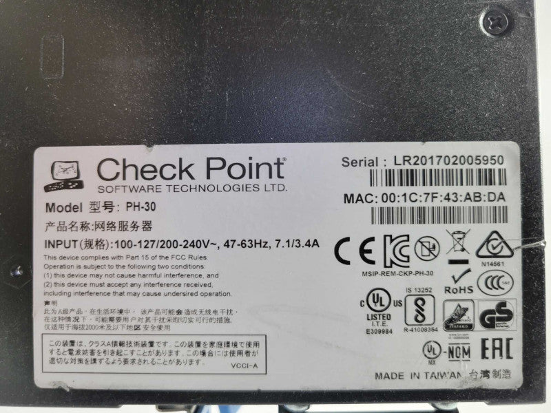 Check Point Software Technologies PH-30 Network Security Appliance, READ _