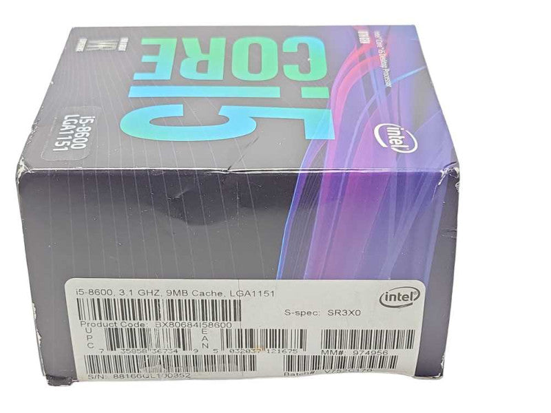 Intel Core i5-8600 3.1GHz 6-Core SR3X0 CPU with Heat Sink/Fan Assembly _